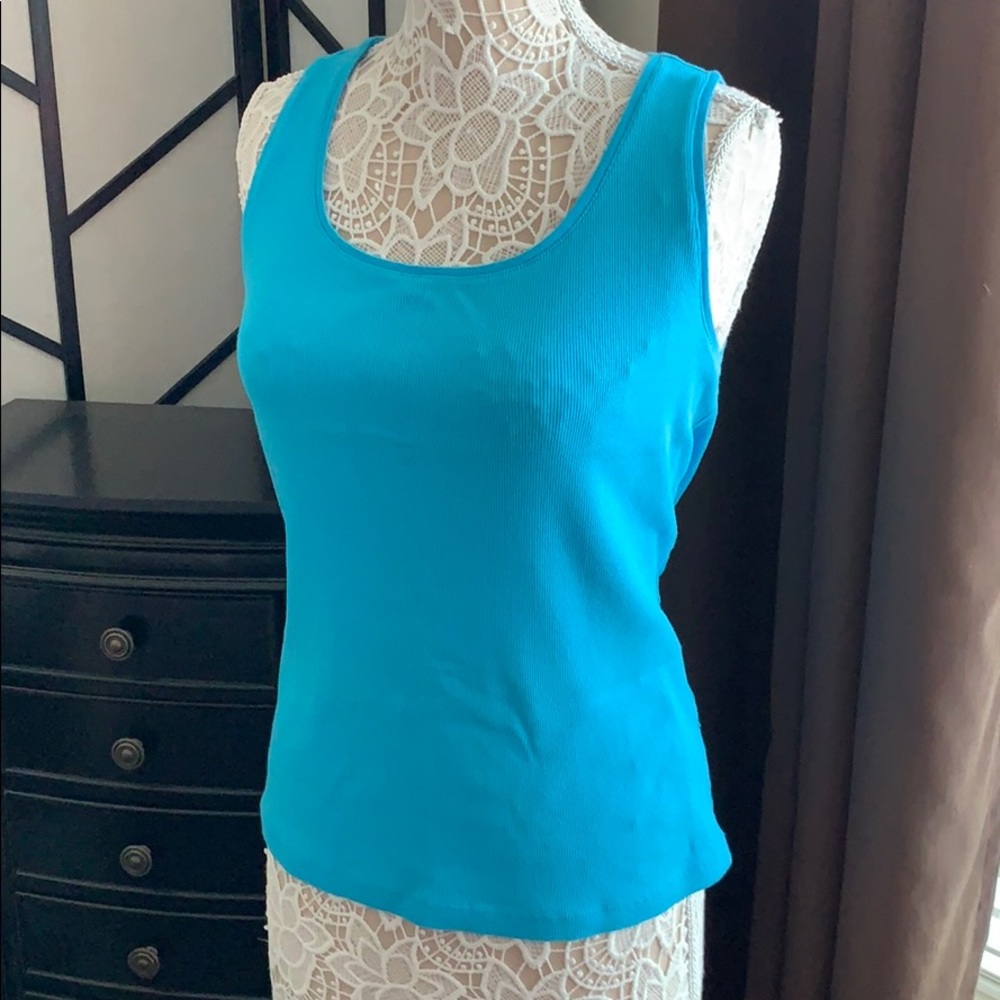 Chico’s Peacock Blue Ribbed Tank - Sz 2 (L 12)